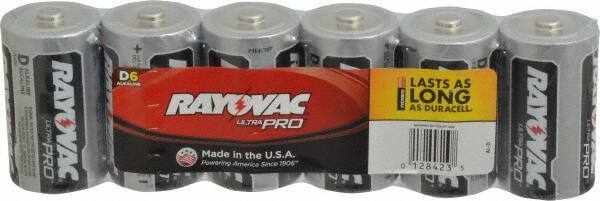 Rayovac - Size D, Alkaline, 6 Pack, Standard Battery - 1.5 Volts, Button Tab Terminal - All Tool & Supply