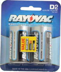 Rayovac - Size D, Alkaline, 2 Pack, Standard Battery - 1.5 Volts, Button Tab Terminal, LR20, ANSI, IEC, NEDA Regulated - All Tool & Supply