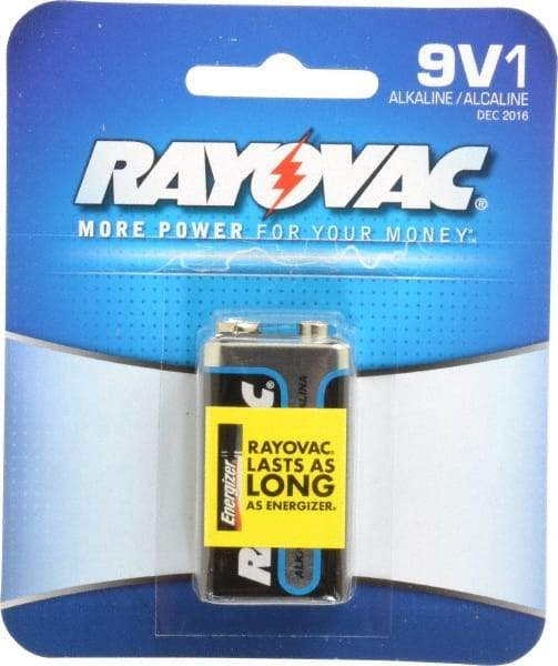 Rayovac - Size 9V, Alkaline, 1 Pack, Standard Battery - 9 Volts, Snap Terminal - All Tool & Supply