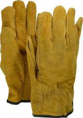 PRO-SAFE - Size M (8) Split Cowhide General Protection Work Gloves - For Work & Driver, Uncoated, Slip-On Cuff, Full Fingered, Brown, Paired - All Tool & Supply