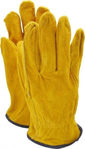 PRO-SAFE - Size XL (10) Split Cowhide General Protection Work Gloves - For Work & Driver, Uncoated, Slip-On Cuff, Full Fingered, Brown, Paired - All Tool & Supply