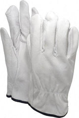 PRO-SAFE - Size XL (10) Grain Cowhide General Protection Work Gloves - For Work & Driver, Uncoated, Slip-On Cuff, Full Fingered, Natural, Paired - All Tool & Supply