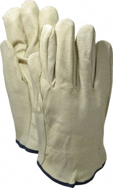 PRO-SAFE - Size XL (10) Grain Pigskin General Protection Work Gloves - For Work & Driver, Uncoated, Slip-On Cuff, Full Fingered, Natural, Paired - All Tool & Supply