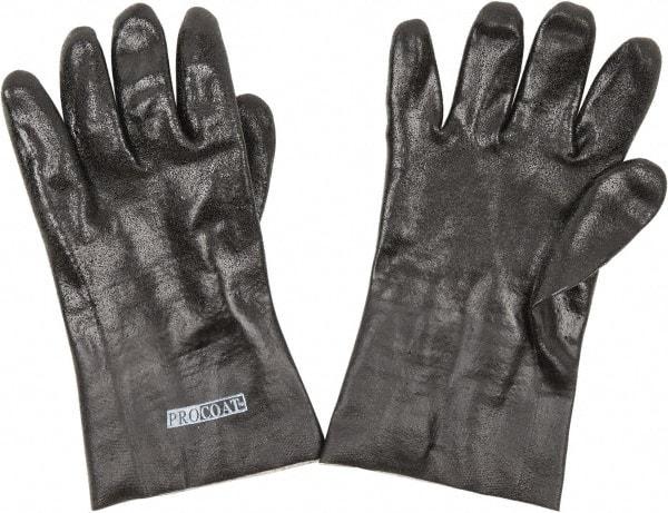 PRO-SAFE - Size L (9), 12" Long, Supported, PVC Chemical Resistant Gloves - Textured Finish, Jersey Lined, Safety Cuff, Black - All Tool & Supply