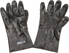 PRO-SAFE - Size L (9), 12" Long, Supported, PVC Chemical Resistant Gloves - Textured Finish, Jersey Lined, Safety Cuff, Black - All Tool & Supply