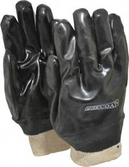 PRO-SAFE - Size L (9), 12" Long, Supported, PVC Chemical Resistant Gloves - Smooth Finish, Cotton Interlock Knit Lined, Knit Wrist Cuff, ANSI Abrasion Level 4, ANSI Cut Level 0, ANSI Puncture Level 1, Black/White - All Tool & Supply