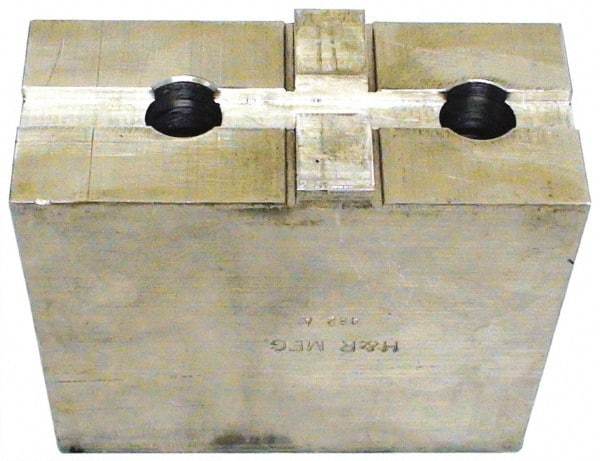 H & R Manufacturing - Tongue & Groove Attachment, Square Soft Lathe Chuck Jaw - Aluminum, 3" Btw Mount Hole Ctrs, 5-5/8" Long x 2-1/2" Wide x 3-5/16" High, 1/2" Groove - All Tool & Supply