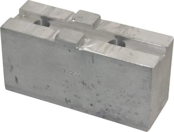 H & R Manufacturing - Tongue & Groove Attachment, Square Soft Lathe Chuck Jaw - Aluminum, 2-1/2" Btw Mount Hole Ctrs, 4-7/8" Long x 1-3/4" Wide x 2-3/8" High, 1/2" Groove - All Tool & Supply