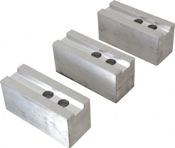 H & R Manufacturing - 1.5mm x 60° Serrated Attachment, Square Soft Lathe Chuck Jaw - 3 Jaws, Aluminum, 1.181" Btw Mount Hole Ctrs, 5-1/4" Long x 2" Wide x 2-1/2" High, 0.827" Groove, 16mm Fastener - All Tool & Supply