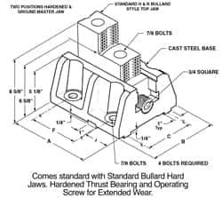 H & R Manufacturing - 12" Max Chuck Diam Compatibility, Cast Steel (Base) Bullard Hard Lathe Master Jaws - 10" Wide x 12" Long x 8-5/8" High - All Tool & Supply