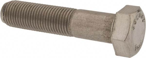 Value Collection - 1/2-20 UNF, 2-1/4" Length Under Head Hex Head Cap Screw - Partially Threaded, Grade 18-8 Stainless Steel, Uncoated, 3/4" Hex - All Tool & Supply