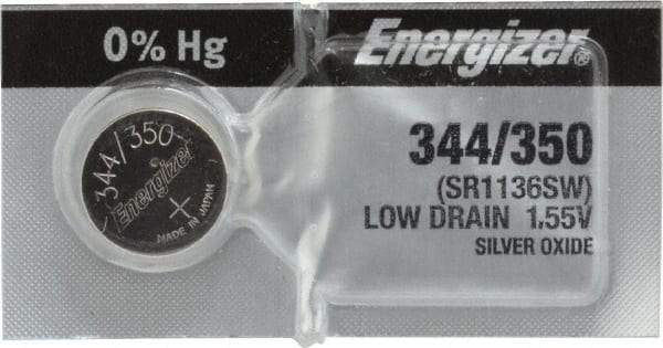 Energizer - Size 344/350, Silver Oxide, Button & Coin Cell Battery - 1.55 Volts, Button Tab Terminal, SR42, IEC Regulated - All Tool & Supply