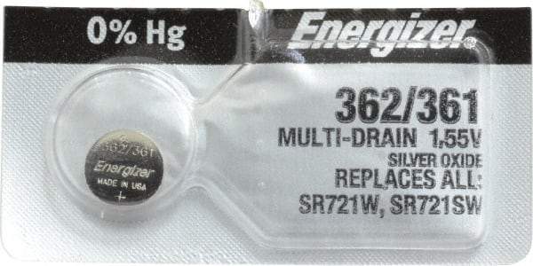 Energizer - Size 362/361, Silver Oxide, Button & Coin Cell Battery - 1.55 Volts, SR58, SR721SW, IEC Regulated - All Tool & Supply