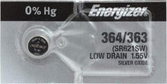 Energizer - Size 364/363, Silver Oxide, Button & Coin Cell Battery - 1.55 Volts, Button Tab Terminal, ANSI, NEDA Regulated - All Tool & Supply