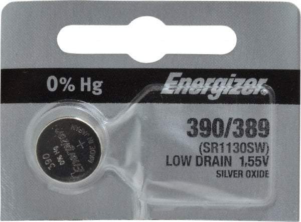 Energizer - Size 390/389, Silver Oxide, Button & Coin Cell Battery - 1.55 Volts, Button Tab Terminal, SR1130W, SR54, IEC Regulated - All Tool & Supply