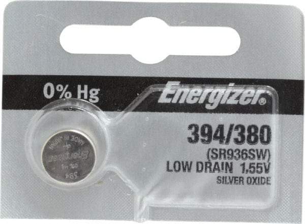 Energizer - Size 394/380, Silver Oxide, Button & Coin Cell Battery - 1.55 Volts, Button Tab Terminal, SR936SW - All Tool & Supply