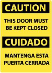 NMC - "Caution - This Door Must Be Kept Closed", 14" Long x 10" Wide, Rigid Plastic Safety Sign - Rectangle, 0.05" Thick, Use for Accident Prevention - All Tool & Supply