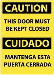 NMC - "Caution - This Door Must Be Kept Closed", 14" Long x 10" Wide, Rigid Plastic Safety Sign - Rectangle, 0.05" Thick, Use for Accident Prevention - All Tool & Supply