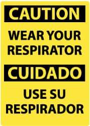 NMC - "Caution - Wear Your Respirator", 20" Long x 14" Wide, Pressure-Sensitive Vinyl Safety Sign - Rectangle, 0.004" Thick, Use for Accident Prevention - All Tool & Supply