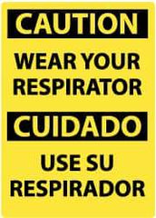 NMC - "Caution - Wear Your Respirator", 14" Long x 10" Wide, Rigid Plastic Safety Sign - Rectangle, 0.05" Thick, Use for Accident Prevention - All Tool & Supply