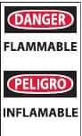 NMC - Danger - Flammable, Pressure Sensitive Vinyl Fire Sign - 3" Wide x 5" High, English/Spanish - All Tool & Supply