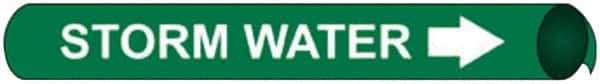 NMC - Pipe Marker with Storm Water Legend and Arrow Graphic - 8 to 10" Pipe Outside Diam, White on Green - All Tool & Supply