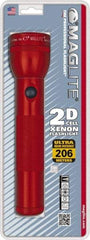 Mag-Lite - Krypton Bulb, 27 Lumens, Industrial/Tactical Flashlight - Red Aluminum Body, 2 D Batteries Not Included - All Tool & Supply