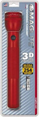 Mag-Lite - Krypton Bulb, 45 Lumens, Industrial/Tactical Flashlight - Red Aluminum Body, 3 D Batteries Not Included - All Tool & Supply