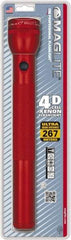 Mag-Lite - Krypton Bulb, 98 Lumens, Industrial/Tactical Flashlight - Red Aluminum Body, 4 D Batteries Not Included - All Tool & Supply