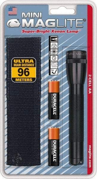 Mag-Lite - Krypton Bulb, 14 Lumens, Industrial/Tactical Flashlight - Black Aluminum Body, 2 AA Alkaline Batteries Included - All Tool & Supply