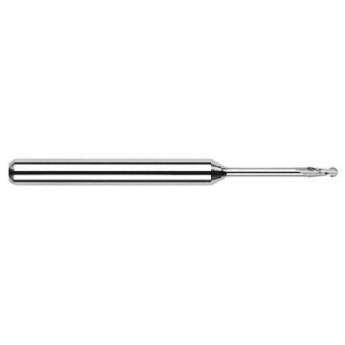 ‎0.04″ Dia. × 1/8″ Shank × 0.12″ DOC × 1-1/2″ OAL, Carbide Uncoated, Standard , 2 Flute, Ballnose End Mill - Exact Industrial Supply