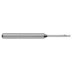 ‎3/16″ Dia. × 1/8″ Shank × 0.57″ DOC × 2-1/2″ OAL, Carbide Uncoated, Standard , 2 Flute, Ballnose End Mill - Exact Industrial Supply