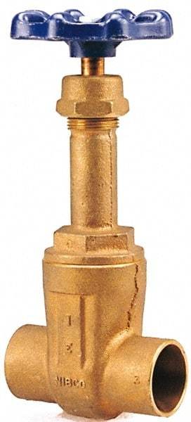 NIBCO - Class 125, Soldered Bronze Solid Wedge Rising Stem Gate Valve - 200 WOG, 125 WSP, Screw-In Bonnet - All Tool & Supply