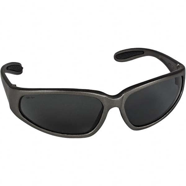 Safety Glass: Scratch-Resistant, Polarized Gray Lenses, Full-Framed, UV Protection Metallic Gray Frame