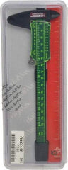 SPI - 0 to 6" Super Polymid Vernier Caliper - 0.10mm Graduation, 1-1/2" Jaw Depth, 0.002" Accuracy, Thumb Lock, Includes Depth Measurement Rod & Inside Diam Jaws - All Tool & Supply