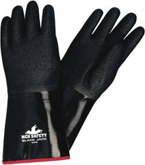 MCR Safety - Size L Work Gloves - Gauntlet Cuff, Black Polymer, White Shell, White Logo, Red Hem, White Fabric, Paired - All Tool & Supply