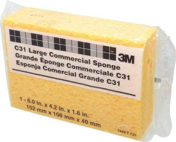 3M - 6" Long x 4-1/4" Wide x 1-5/8" Thick Cleansing Pad - Heavy-Duty, Yellow - All Tool & Supply