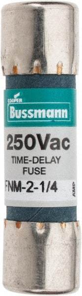 Cooper Bussmann - 250 VAC, 2.25 Amp, Time Delay General Purpose Fuse - Fuse Holder Mount, 1-1/2" OAL, 10 at 125 V kA Rating, 13/32" Diam - All Tool & Supply