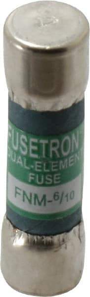 Cooper Bussmann - 250 VAC, 0.6 Amp, Time Delay General Purpose Fuse - Fuse Holder Mount, 1-1/2" OAL, 10 at 125 V kA Rating, 13/32" Diam - All Tool & Supply