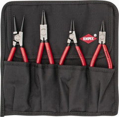 Knipex - 4 Piece, 1/2 to 2-1/2" Bore, 3/8 to 2-1/2" Shaft, Internal/External Retaining Ring Pliers Set - 0.053 to 0.07" Tip Diam Range - All Tool & Supply