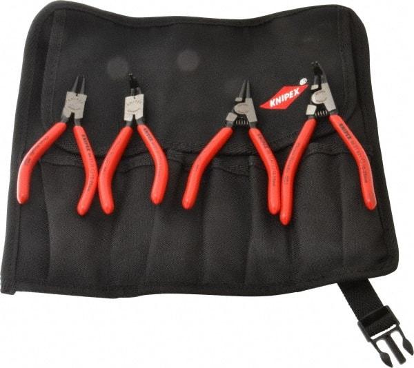 Knipex - 4 Piece, 1/2 to 1" Bore, 3/8 to 1" Shaft, Internal/External Retaining Ring Pliers Set - 0.051 to 0.053" Tip Diam Range - All Tool & Supply