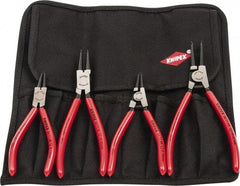 Knipex - 4 Piece, 5/16 to 2-1/2" Bore, 1/8 to 2-1/2" Shaft, Internal/External Retaining Ring Pliers Set - 0.035 to 0.07" Tip Diam Range - All Tool & Supply