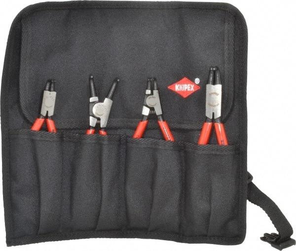 Knipex - 4 Piece, 5/16 to 2-1/2" Bore, 1/8 to 2-1/2" Shaft, Internal/External Retaining Ring Pliers Set - 0.035 to 0.07" Tip Diam Range - All Tool & Supply