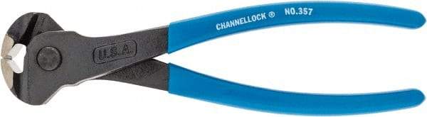 Channellock - 7-1/2" OAL, End Cutting Pliers - #00-1/4 Capacity, 0.35" Jaw Length x 1.18" Jaw Width, Plastic Dipped Handle - All Tool & Supply