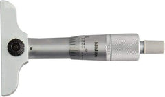 Mitutoyo - 0 to 1" Range, 1 Rod, Mechanical Depth Micrometer - Ratchet Stop Thimble, 2-1/2" Base Length, 0.01mm Graduation, 4mm Rod Diam - All Tool & Supply