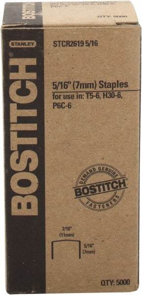 Stanley Bostitch - 1/4" Long x 7/16" Wide, 24 Gauge Crowned Construction Staple - Steel, Chisel Point - All Tool & Supply