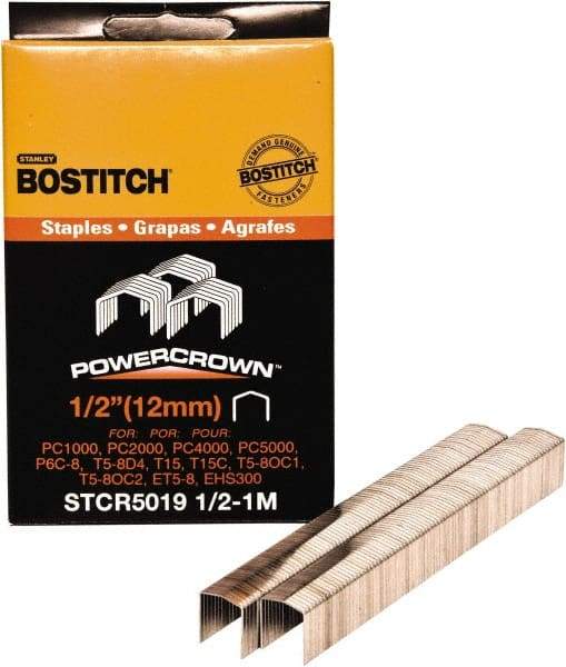 Stanley Bostitch - 1/2" Long x 7/16" Wide, 24 Gauge Crowned Construction Staple - Steel, Chisel Point - All Tool & Supply