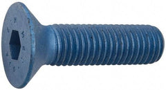 Metric Blue - M10x1.50 Metric Coarse Hex Socket Drive, 90° Flat Screw - Grade 12.9 Alloy Steel, Metric Blue Finish, Fully Threaded, 70mm OAL - All Tool & Supply