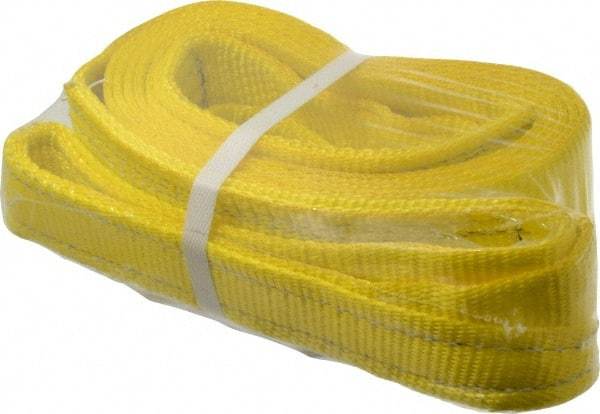 Lift-All - 12' Long x 3" Wide, 4,800 Lb Vertical Capacity, 1 Ply, Polyester Web Sling - 3,800 Lb Choker Capacity, Yellow - All Tool & Supply