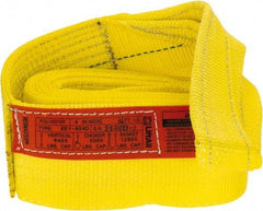 Lift-All - 16' Long x 4" Wide, 6,400 Lb Vertical Capacity, 1 Ply, Polyester Web Sling - 5,000 Lb Choker Capacity, Yellow - All Tool & Supply